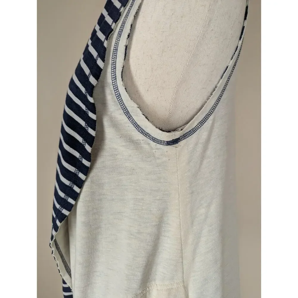 Matilda Jane Women's Full Moon Reversible Vest Navy Blue Cream Stripe Size Large